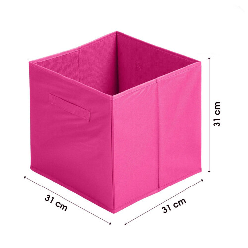 (Pink, 1pc) Foldable Storage Boxes Cubes Collapsible Large Folding Organiser Baskets 31x31cm 2