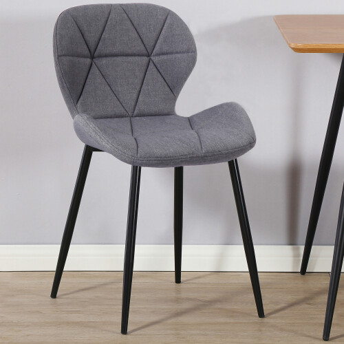 Charles Jacobs (Fabric Grey) Charles Jacobs Set of 2 Diamond Patterned Dining Chair 2