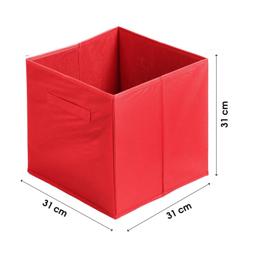 (Red, 2pc) Foldable Storage Boxes Cubes Collapsible Large Folding Organiser Baskets 31x31cm 2