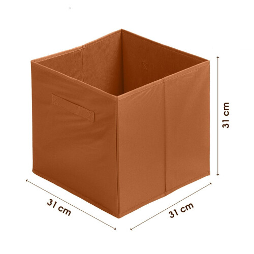 (Brown, 4pc) Foldable Storage Boxes Cubes Collapsible Large Folding Organiser Baskets 31x31cm 2