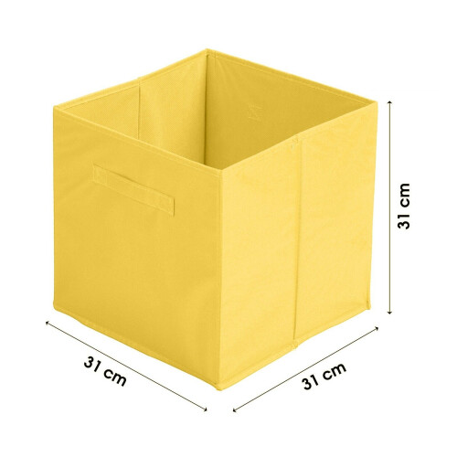 (Yellow, 4pc) Foldable Storage Boxes Cubes Collapsible Large Folding Organiser Baskets 31x31cm 2