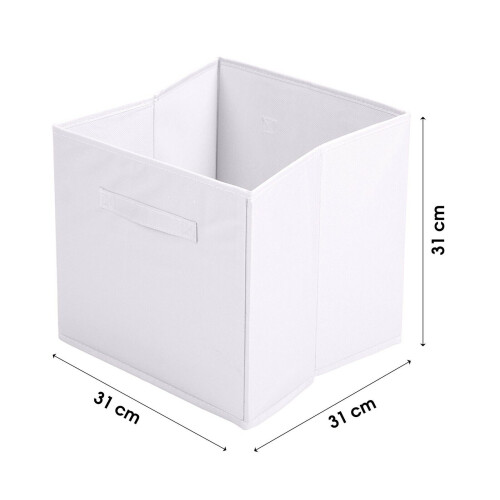 (White, 2pc) Foldable Storage Boxes Cubes Collapsible Large Folding Organiser Baskets 31x31cm 2
