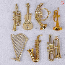 Mini Plastic Musical Instrument Gold Christmas Tree Hanging Xmas Decor