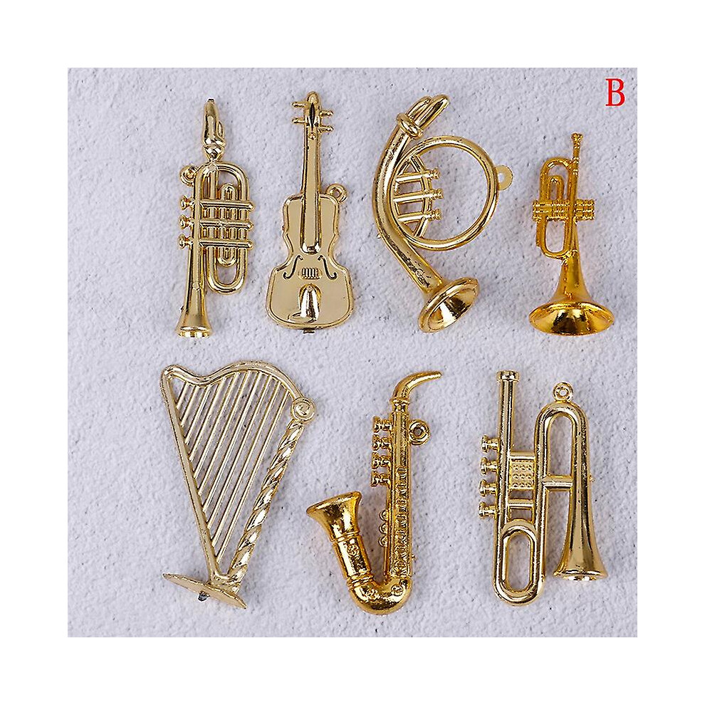 Mini Plastic Musical Instrument Gold Christmas Tree Hanging Xmas Decor