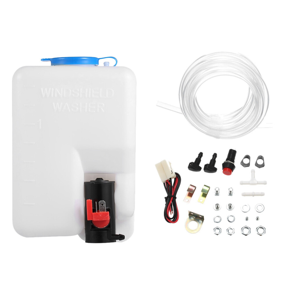 Universal Car Windshield Washer Pump Washer Fluid Reservoir Bottle Kit Washer System with Pump Jet Button Switch 160186