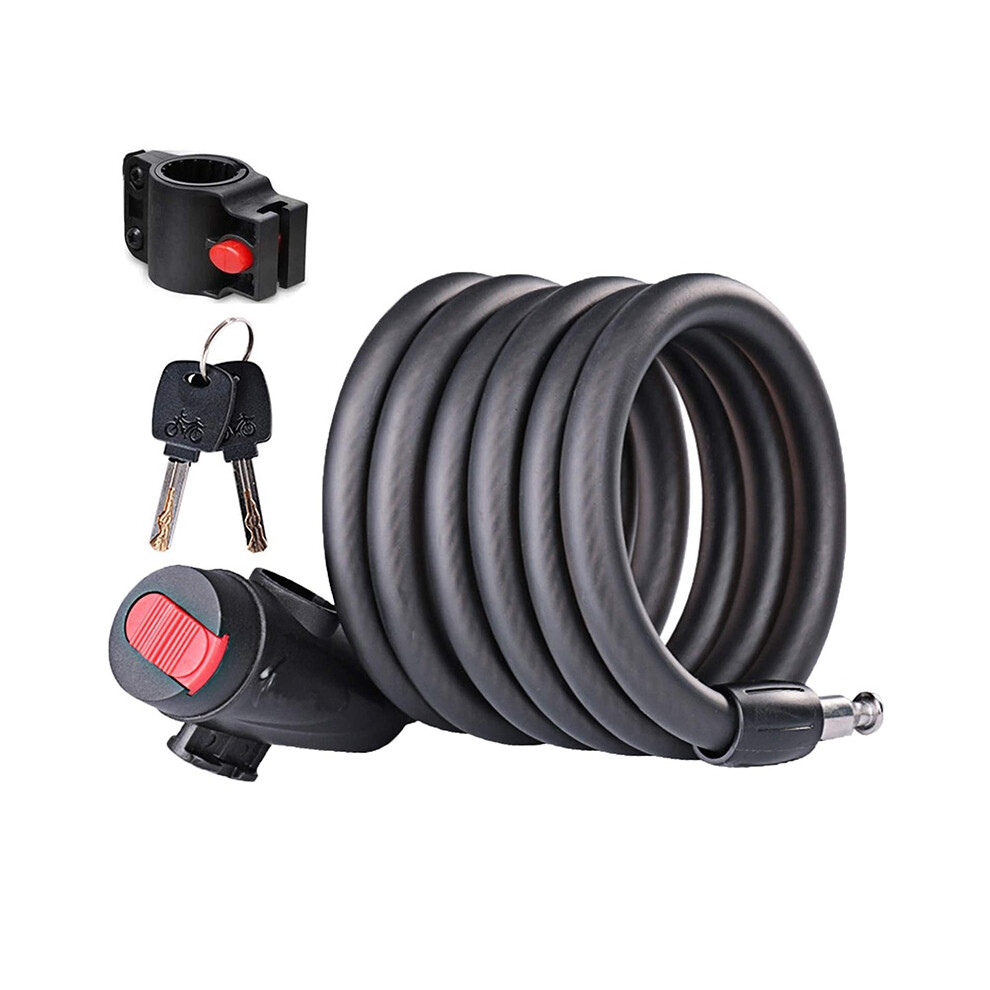 Jojomino Anti-Theft Spiral Cable Lock,Bicycle Lock With Key, Bike Padlock 180 Cm Bicycle Accessories