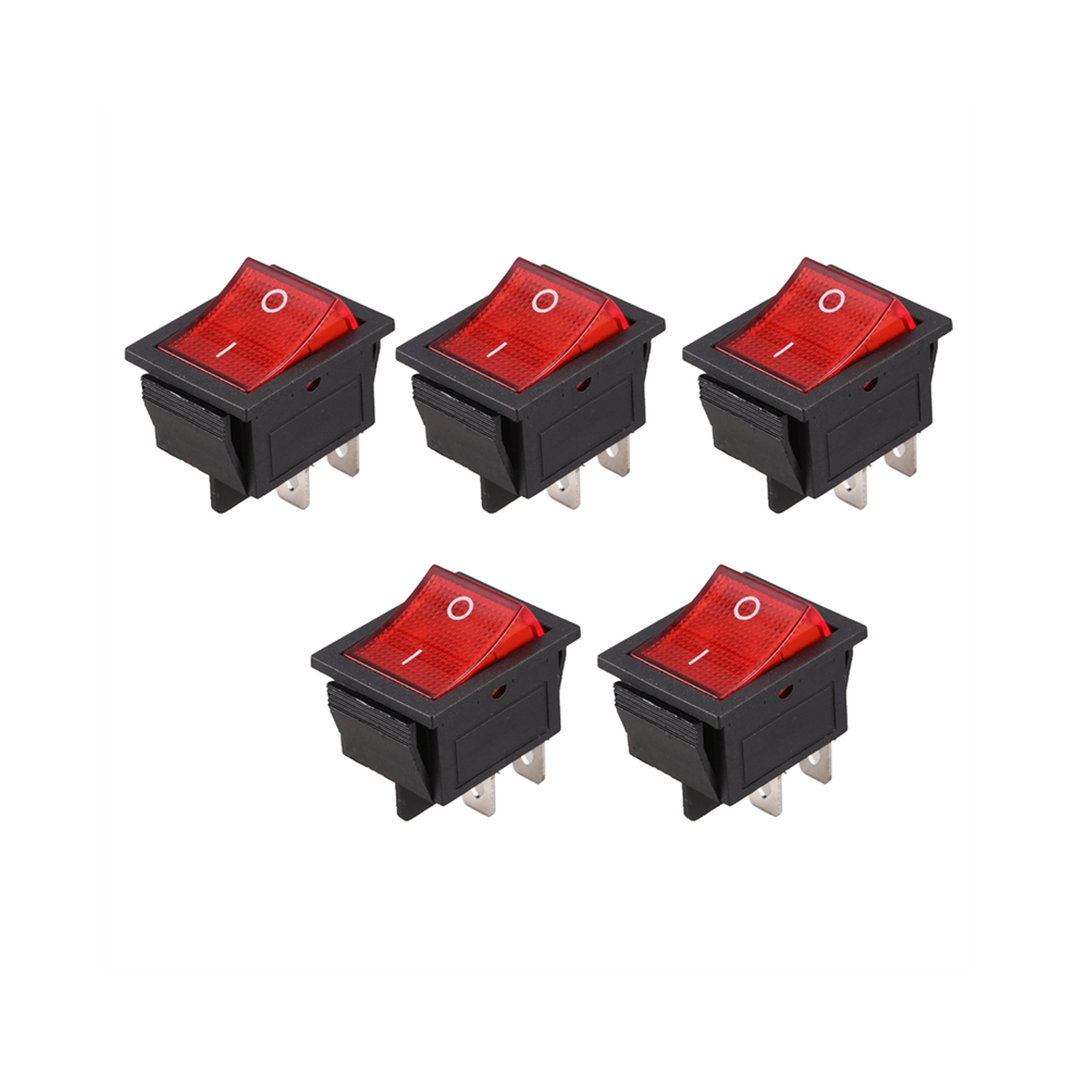 5X Red Light Illuminated 4 Pin Dpst On/Off Snap In Rocker Switch 16A 20A 250V Ac 4851062717704