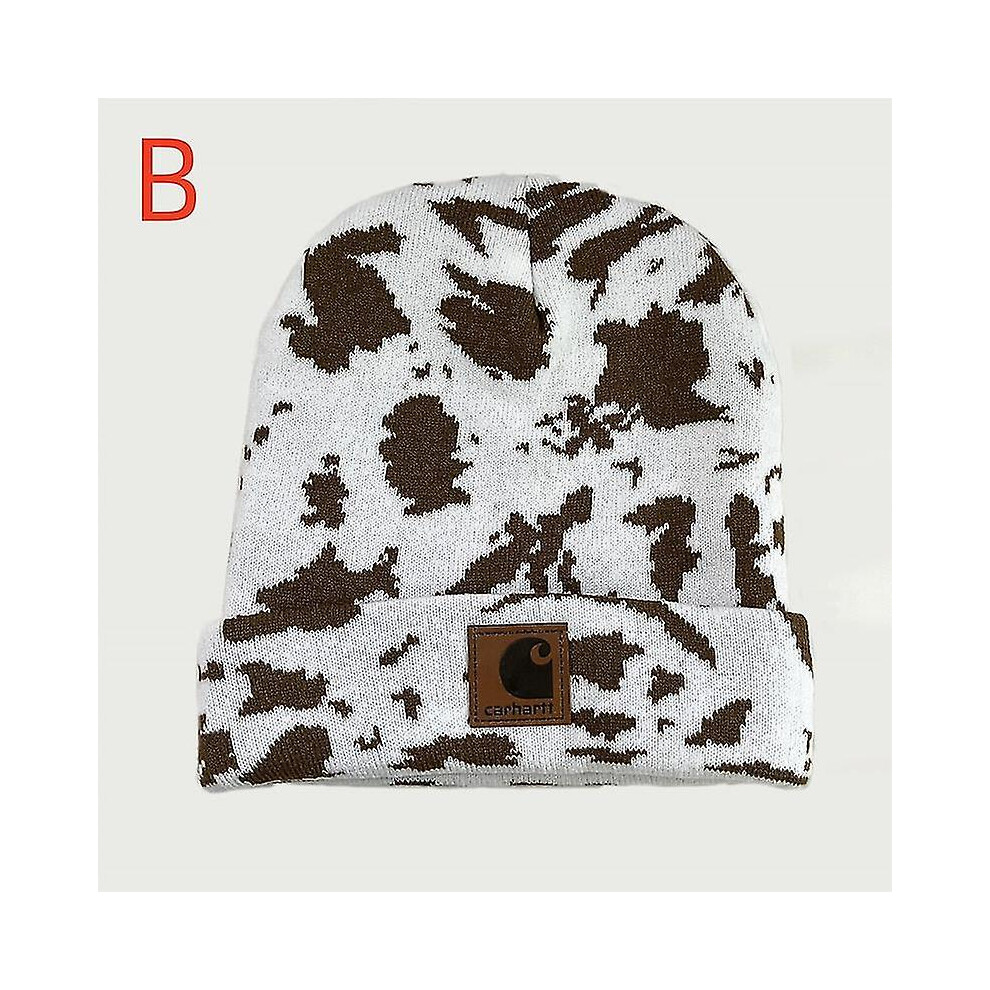 Carhartt Knitted Hat, Leather Label Cow Knit Inspired Beanie, Cute Cow Print Beanie's, Christmas Gifts