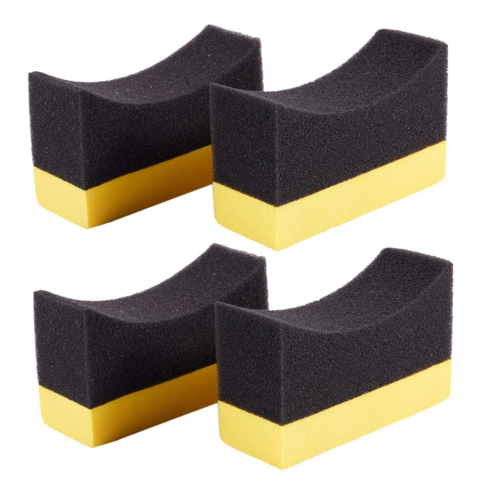 4X Contoured Auto Wheels Brush Sponge Tools Applicator Special + Yellow/Black 4851062722845