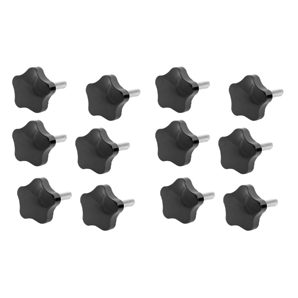 12 Pcs M8 X 40Mm Thread Replacement Star Hand Knob Tightening Screw Black 4851062721909
