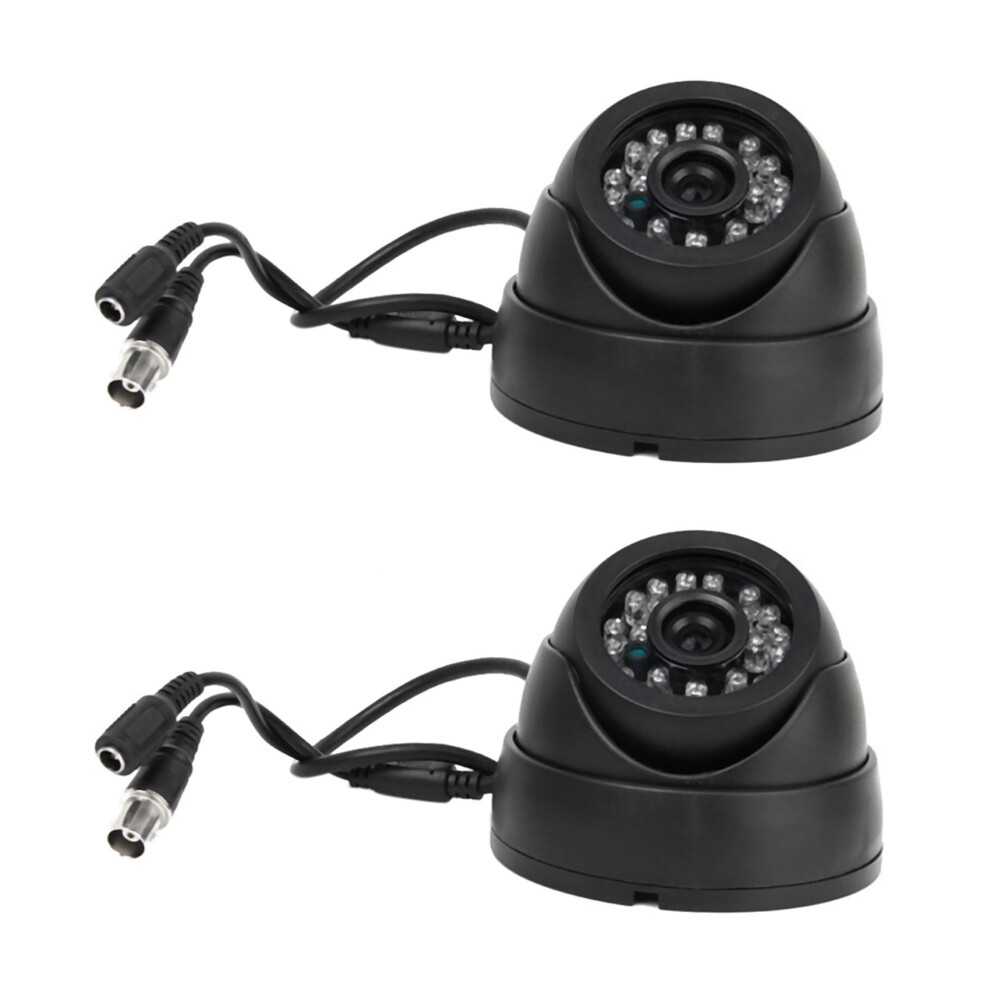 2X Black Surveillance Camera PAL 1/3 inch CMOS 700TVL 24 LED IR Cut 3.6mm Security Indoor Dome CCTV Camera