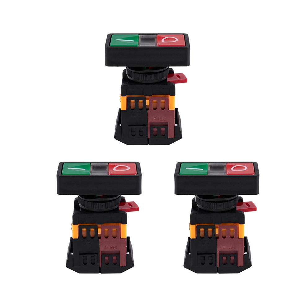 3X Ac 220V Yellow Light On-Off Start Stop Momentary Push Button Switch 1 No 1 Nc 4851062717926