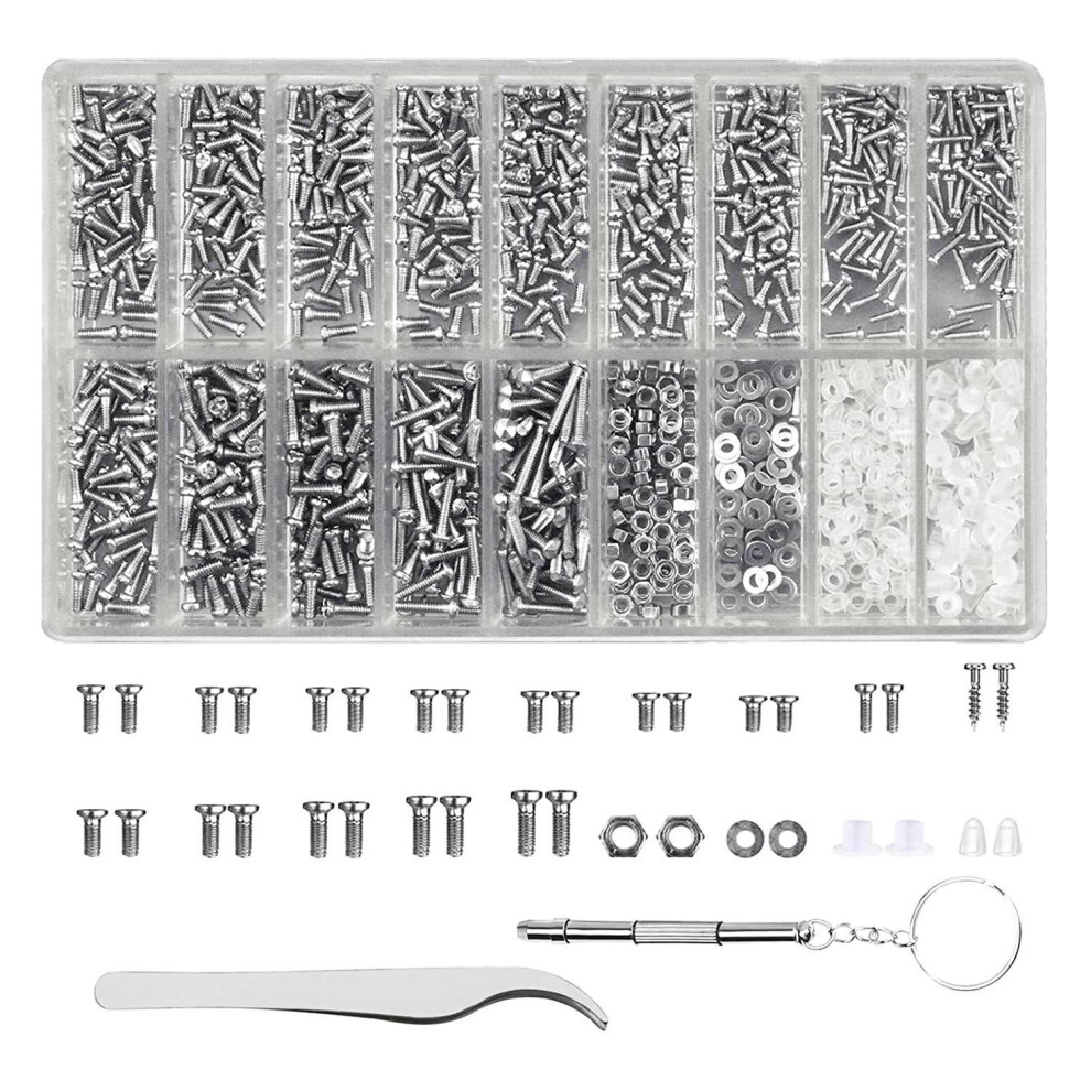 Glasses Repair Tool Kit 1000Pcs Glasses Screws And Nuts Assortment With Mini Screwdriver And Tweezer Screws Repair Kit 4851062724351