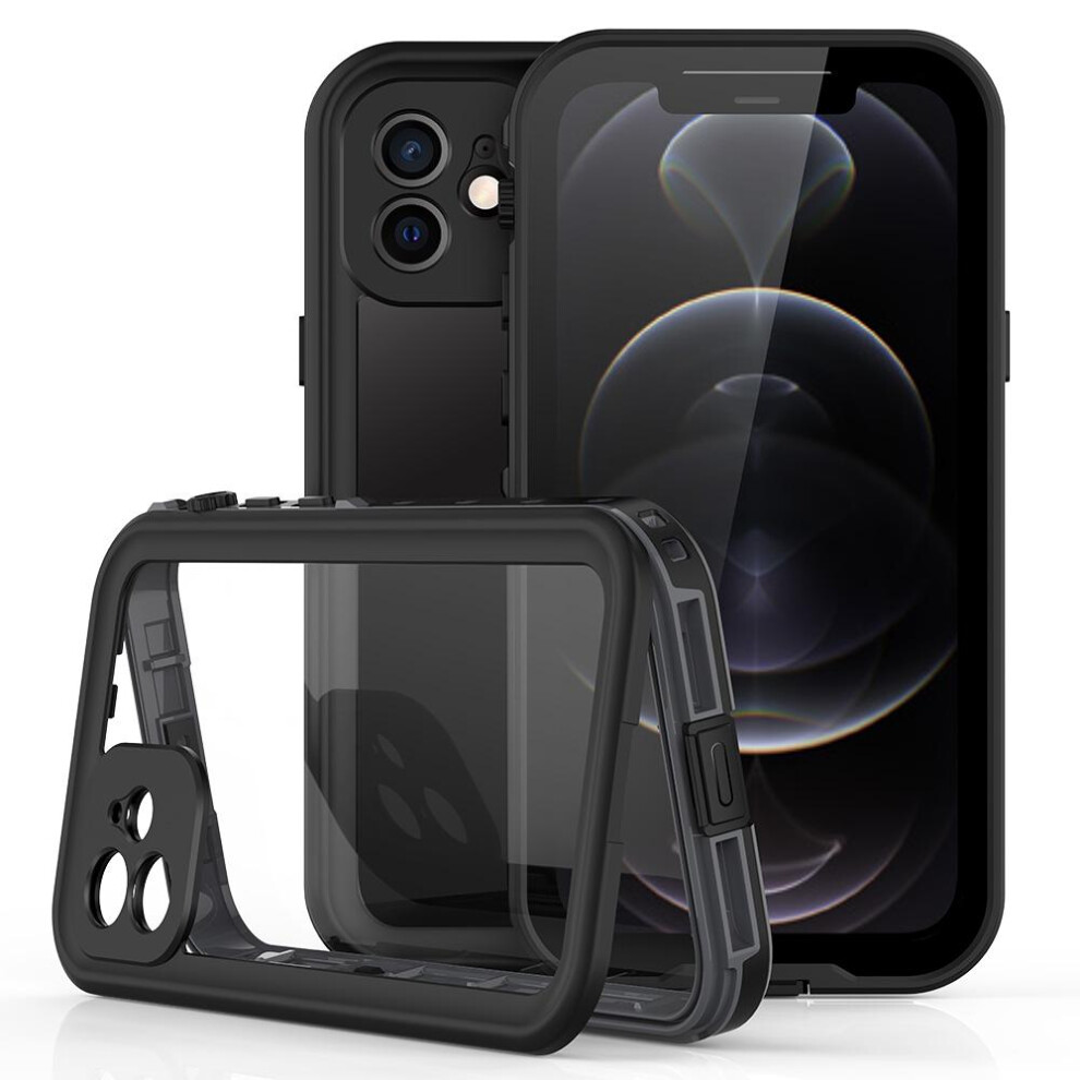 (Black) Case For Iphone 12 Ip68 Waterproof Full 12Ft Military Shockproof In Screen Protector Waterproof Built Black 764762612245