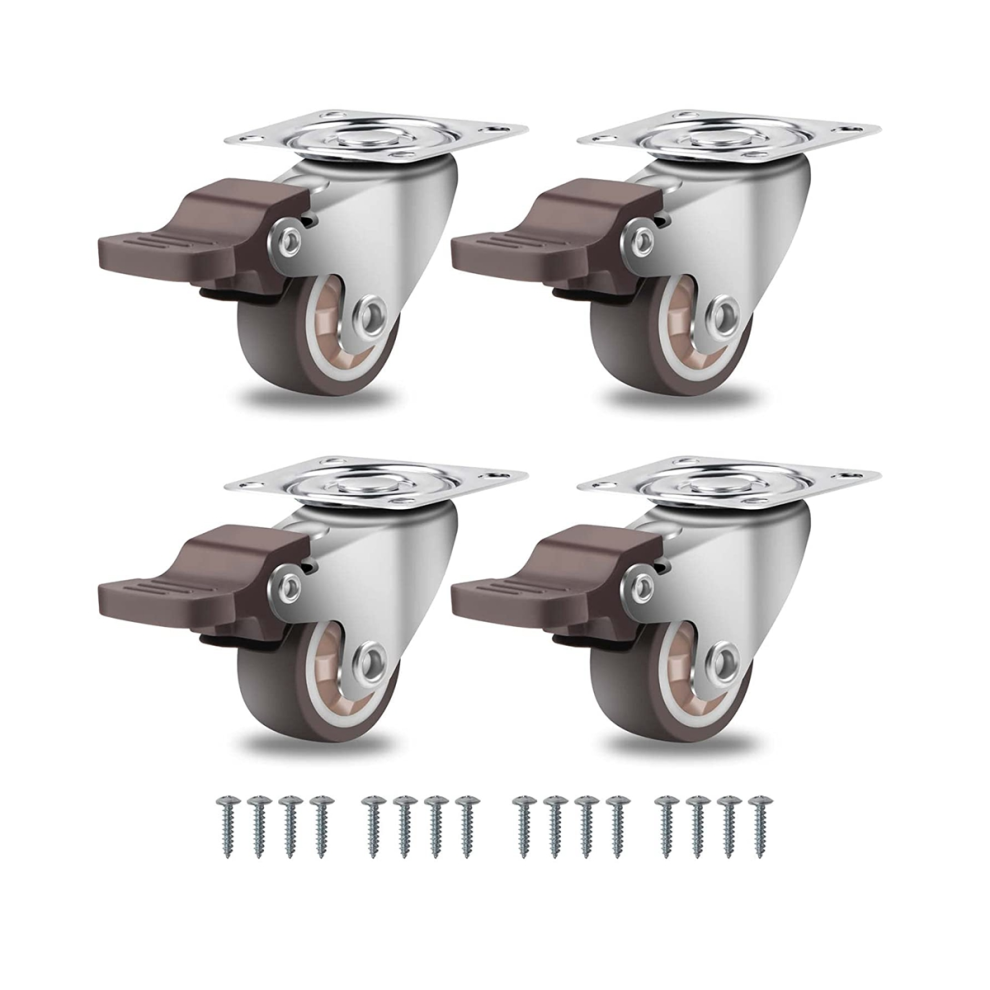 Furniture Castors Small 25mm,360 Degree Swivel Castors Heavy Duty Load Capacity Silent Solid Rubber Castors Set of 4