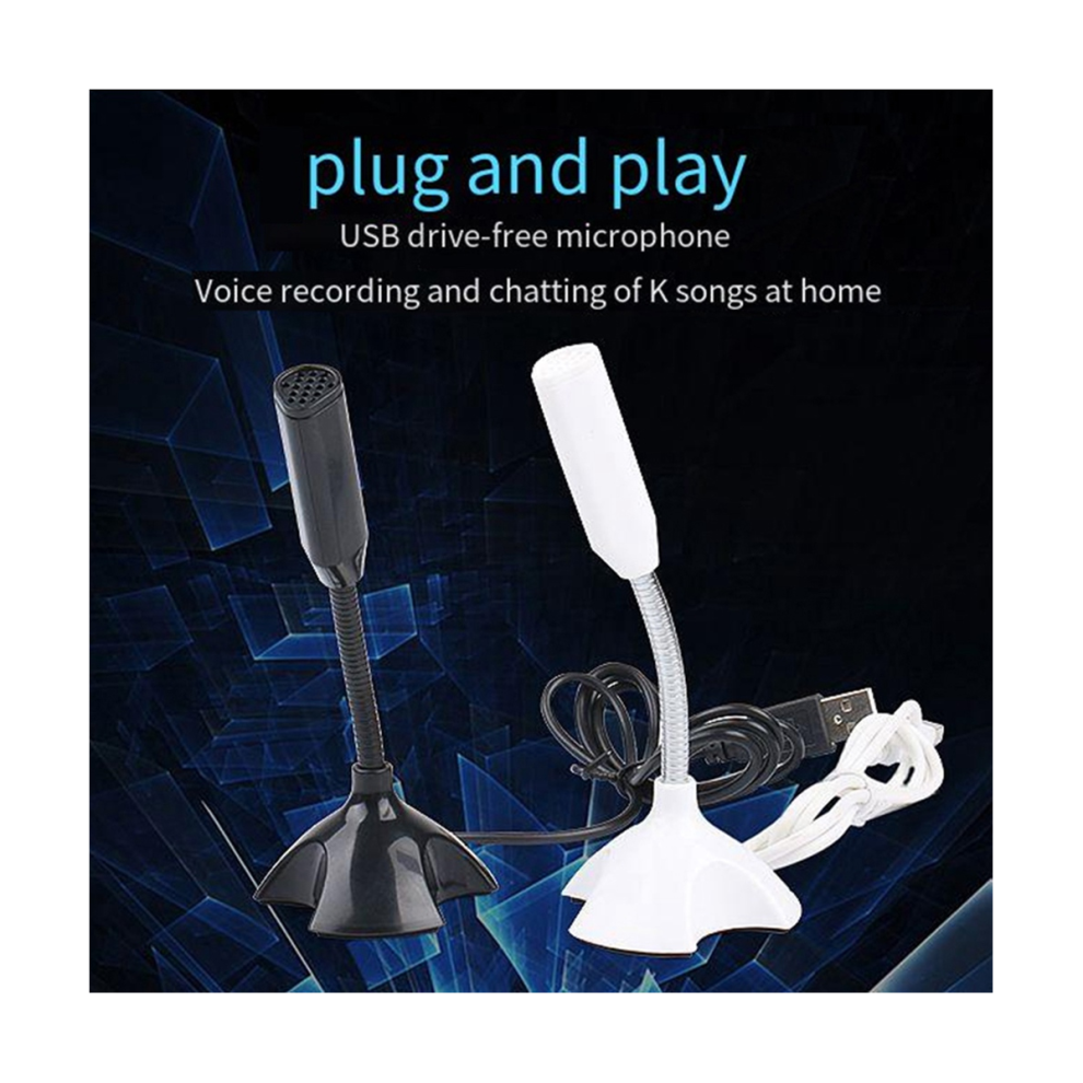 Usb Laptop Microphone Voice Mic High Sensitivity Mini Studio Speech Mic Stand With Holder Gaming Conference For Pc, White 4851062727369