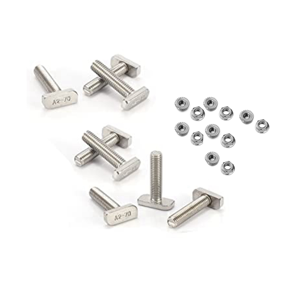 12Pcs T Slot Bolt Replacement,M10 X 25 Screws, A2-70 Rail Track Screws Track Nuts With 12 Flange Nut 4851062726393