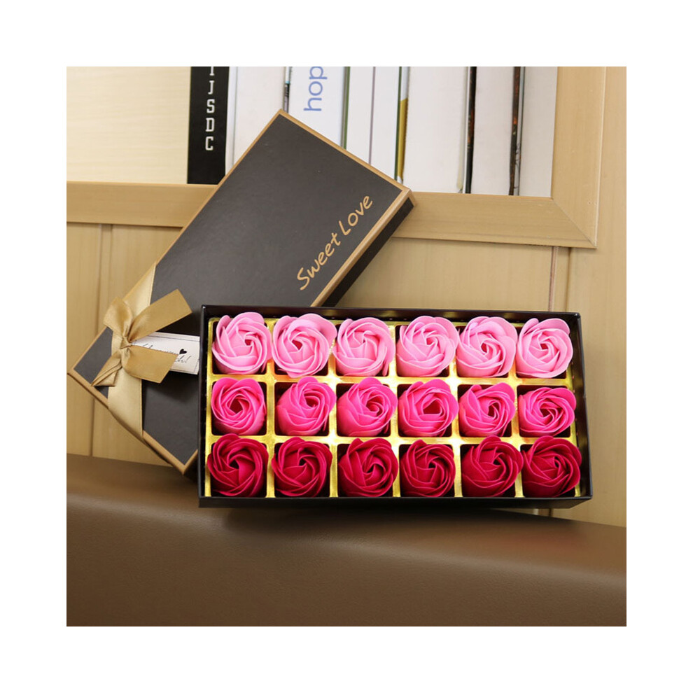 (Pink) 18pcs/set Luxurious Rose Soap Flower Gift Box - Perfect for Birthdays, Weddings, and Easter - Stunning Simulation Flowers - Ideal Bridesmaid Gi