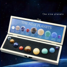 (1 Pc) 9pcs/Box Natural Crystal Gemstones, Nine Planets Of The Solar System Theme Gift Box, Home Decor