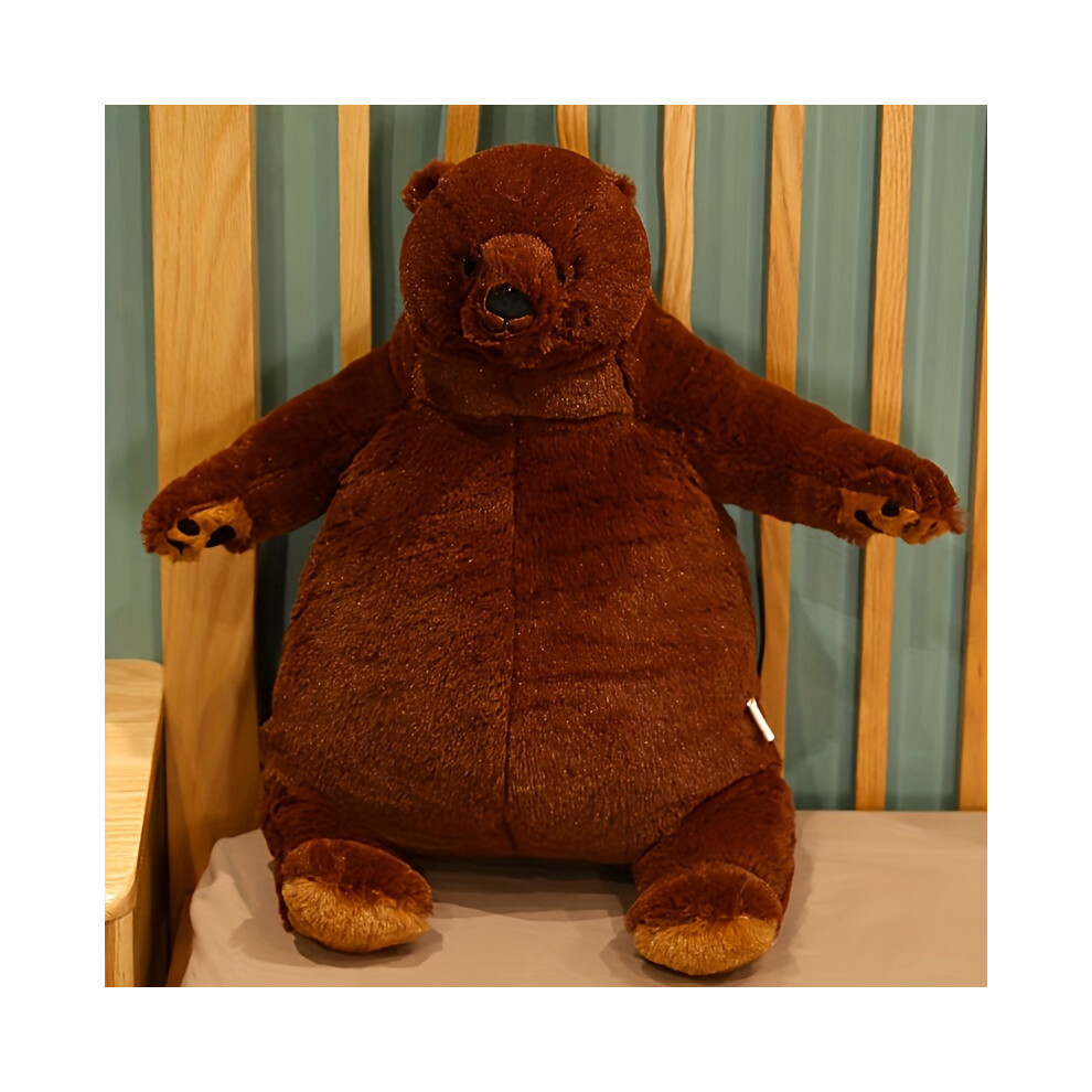 (Brown) Large Plush Teddy Bear Pillow, Cute Brown Stuffed Bear, Soft Synthetic Fiber, Home Decor, Comfortable Cuddly Animal Ornament, Birthday Holiday