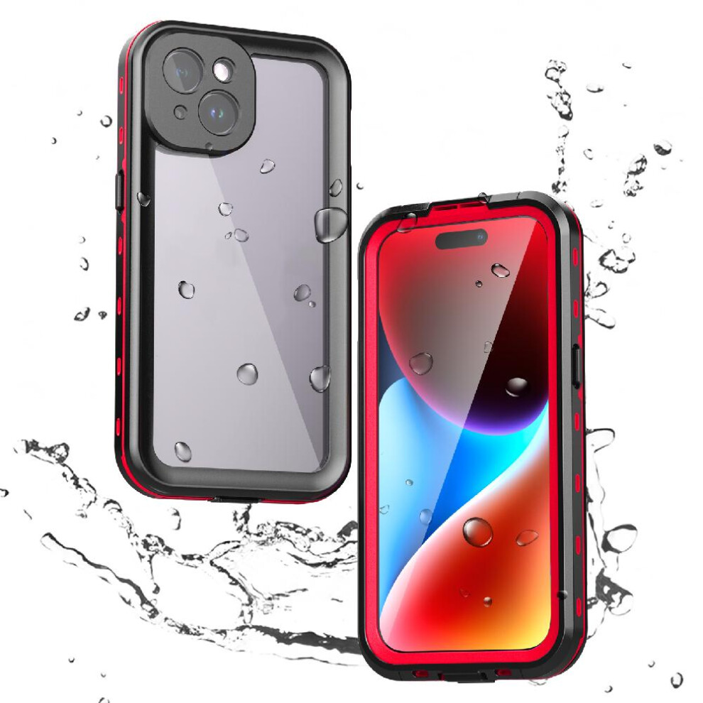(Red) Case For Iphone 15 Ip68 Waterproof Full Waterproof Built 12Ft Military Shockproof In Screen Protector Red 764762612597