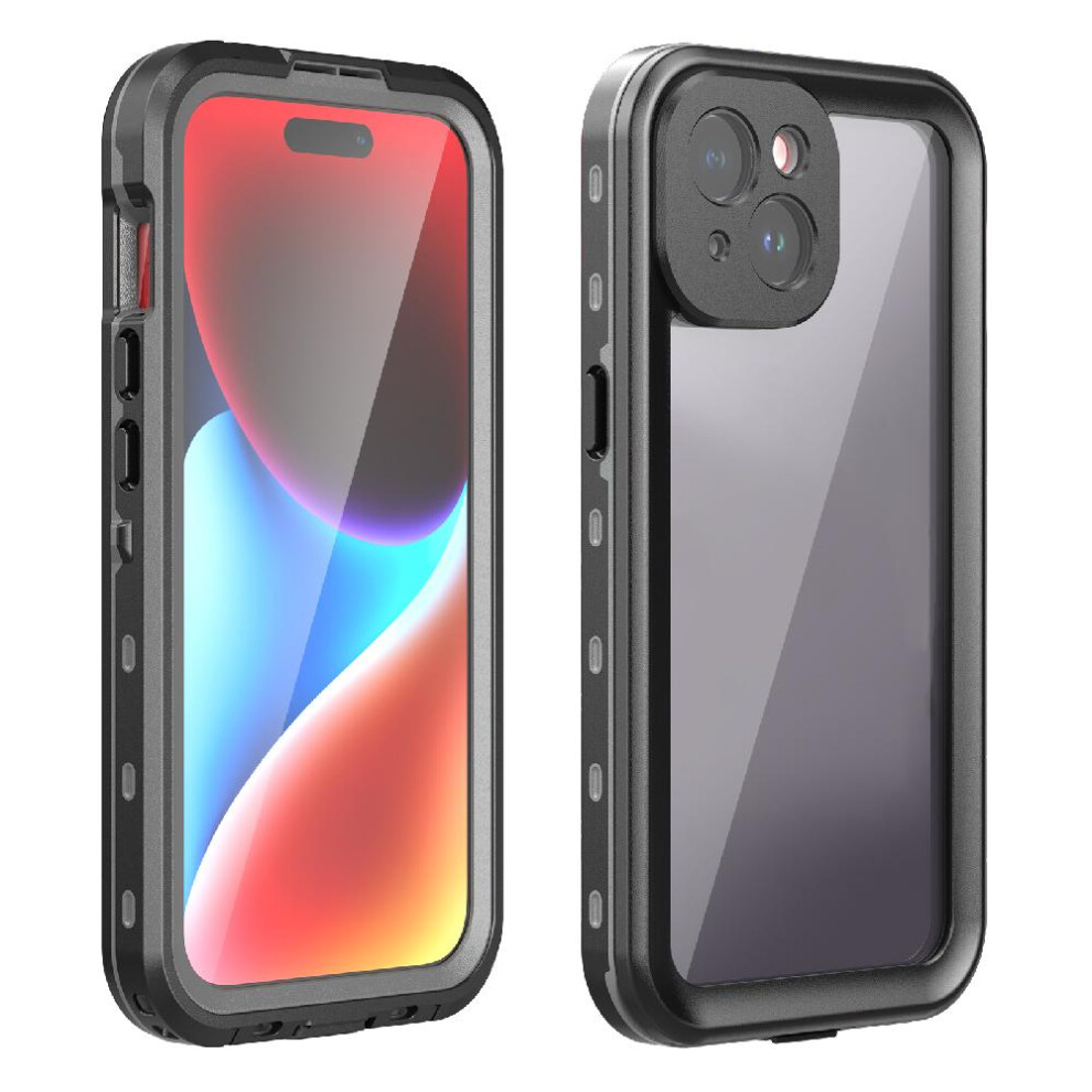 (Black) Case For Iphone 15 Ip68 Waterproof Full Waterproof Built 12Ft Military Shockproof In Screen Protector Black 764762612573