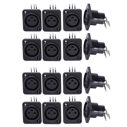 40Pcs Black XLR 3Pin Female Jack Panel Mount Chassis PCB Socket Connector