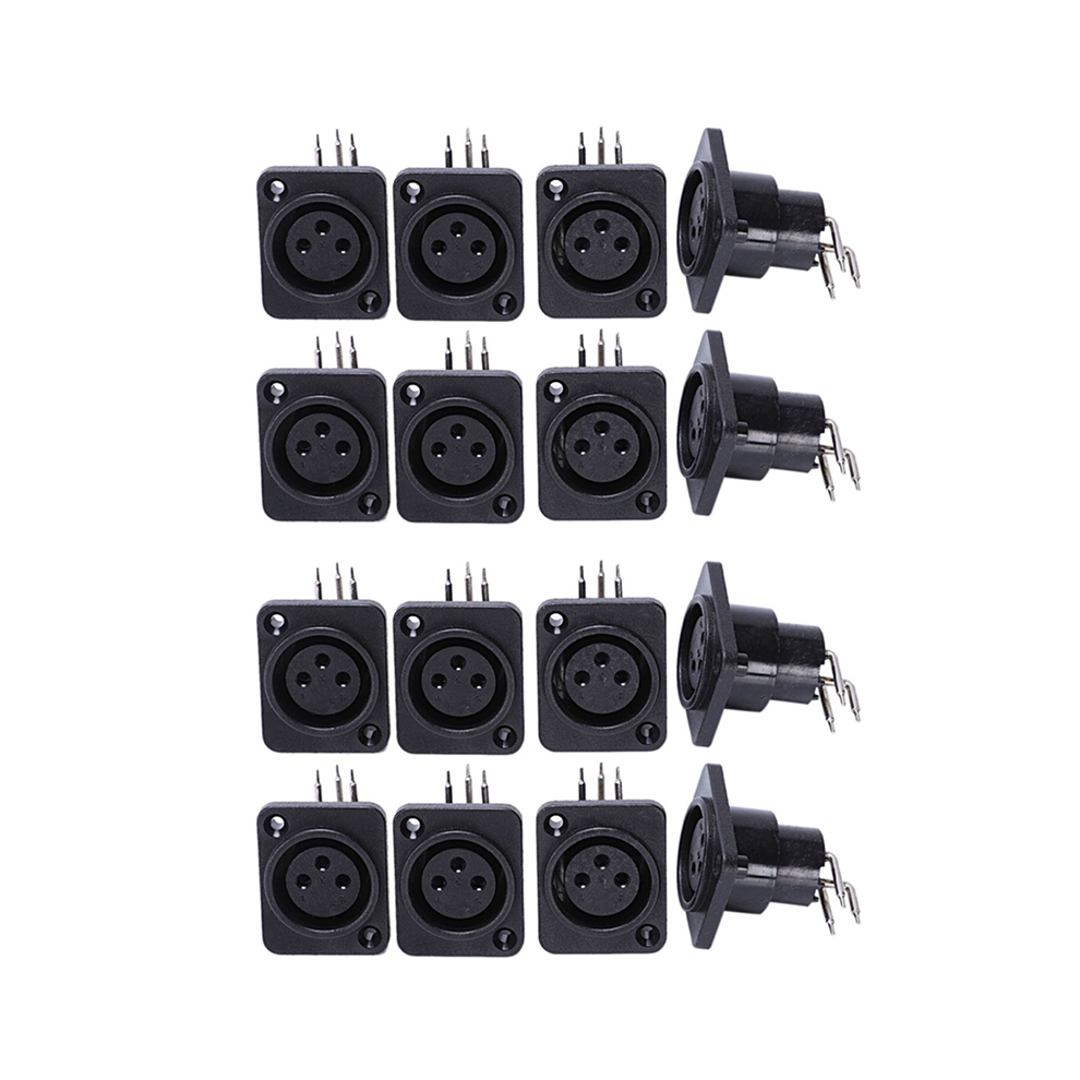 Jojomino 40Pcs Black Xlr 3Pin Female Jack Panel Mount Chassis Pcb Socket Connector