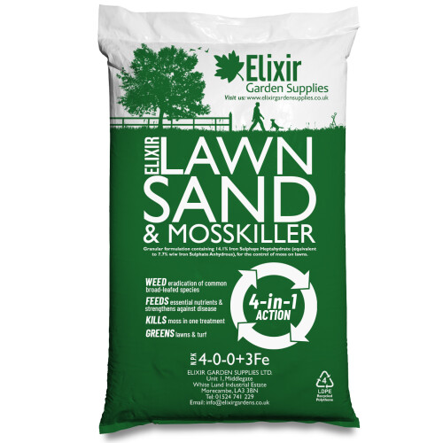 Elixir Garden Supplies (20kg) Elixir Gardens Lawn Sand & Moss Killer | 4-0-0+3Fe