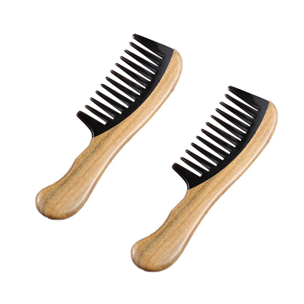 Jojomino Unisex 2X Hair Comb No Static Detangling Natural Handmade Wooden Horn Comb Wide Tooth Comb