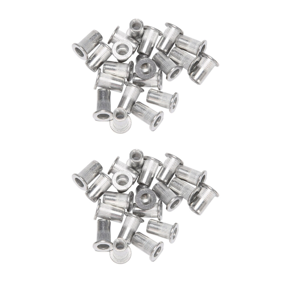 M5 Aluminum Flat Head Rivet Nut Insert Nuts Silver Tone 40Pcs 4851062739508