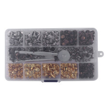 600 Sets Leather Rivets Double Cap Rivet Tubular Metal Studs with Punch Pliers Fixing Set Tools