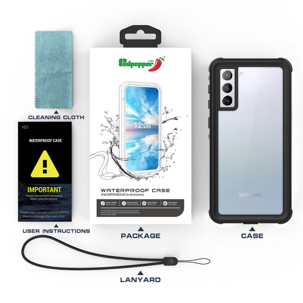 (Black) Case For Samsung Galaxy S21 Waterproof Built Ip68 Waterproof Full 12Ft Military Shockproof In Screen Protector Black 758266776565