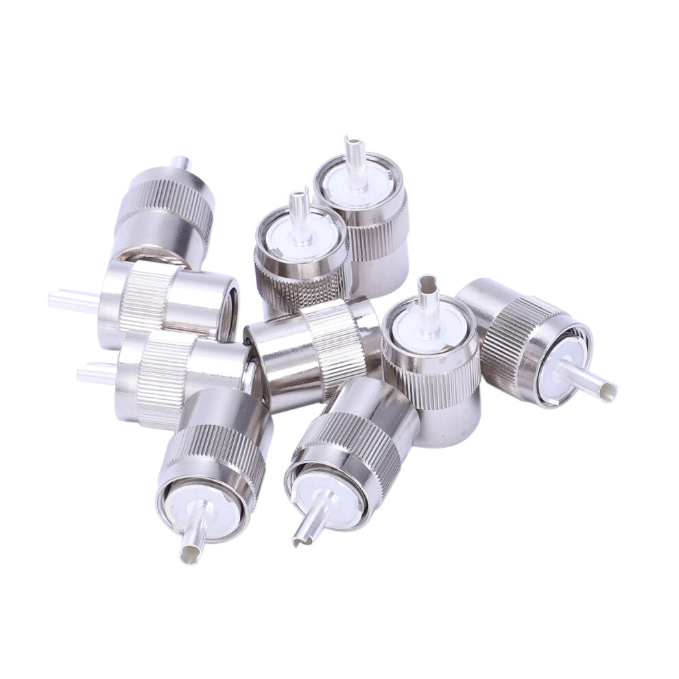 10Pcs Connector Male Pl259 Plug Solder Rg8 Rg213 Lmr400 7D-Fb Cable Silver 4851062744977