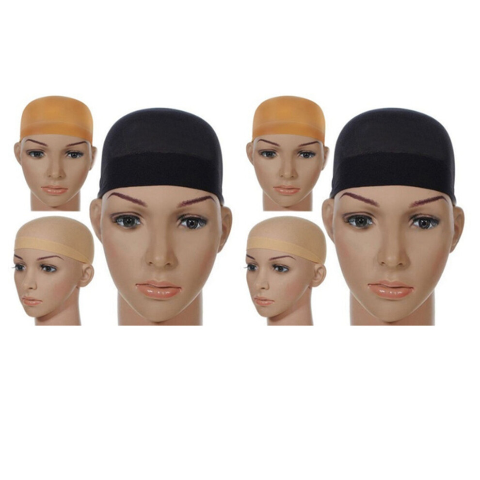 Deluxe Wig Cap Hair Net for Weave 4 Pieces Hair Wig Nets Stretch Mesh Wig Cap for Making Wigs Free Size(Black)