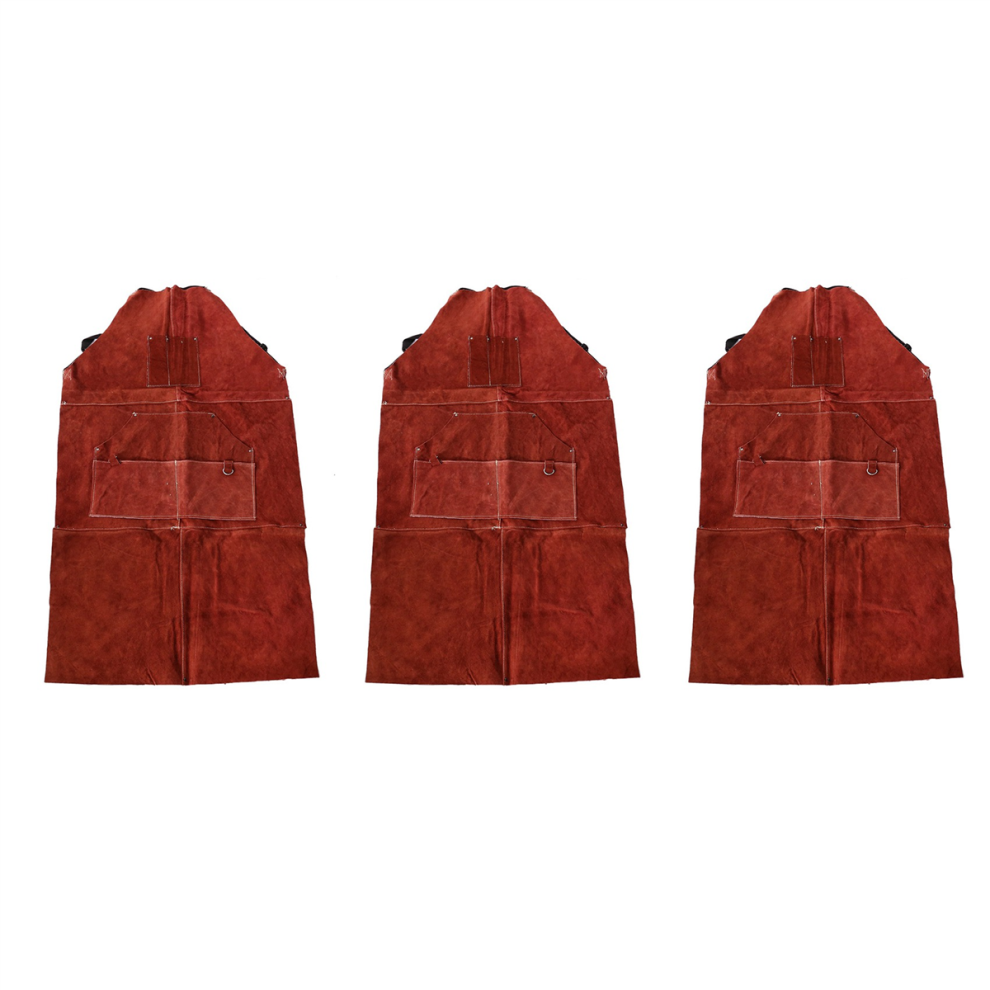 3X Leather Welding Apron - Heat & Flame-Resistant Heavy Duty Work Forge Apron With 6 Pockets, 42Inch 4851062747398