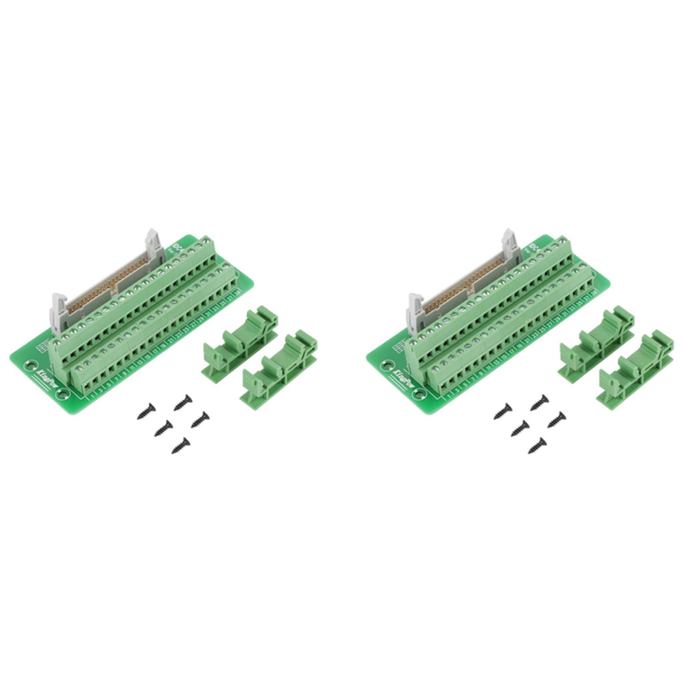 2X Idc40p 40Pin Connector Strip Breakout Board Terminal Block Plug Plc Interface With For Plc, Din Rail Mount 4851062746964