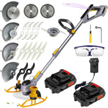 Cordless Grass Strimmer/Edger with 2x 2.0Ah Batteries & Fast Charger - 3-in-1 Trimmer, Edger & Brush Cutter, 5-Position Head, 90 Rotating