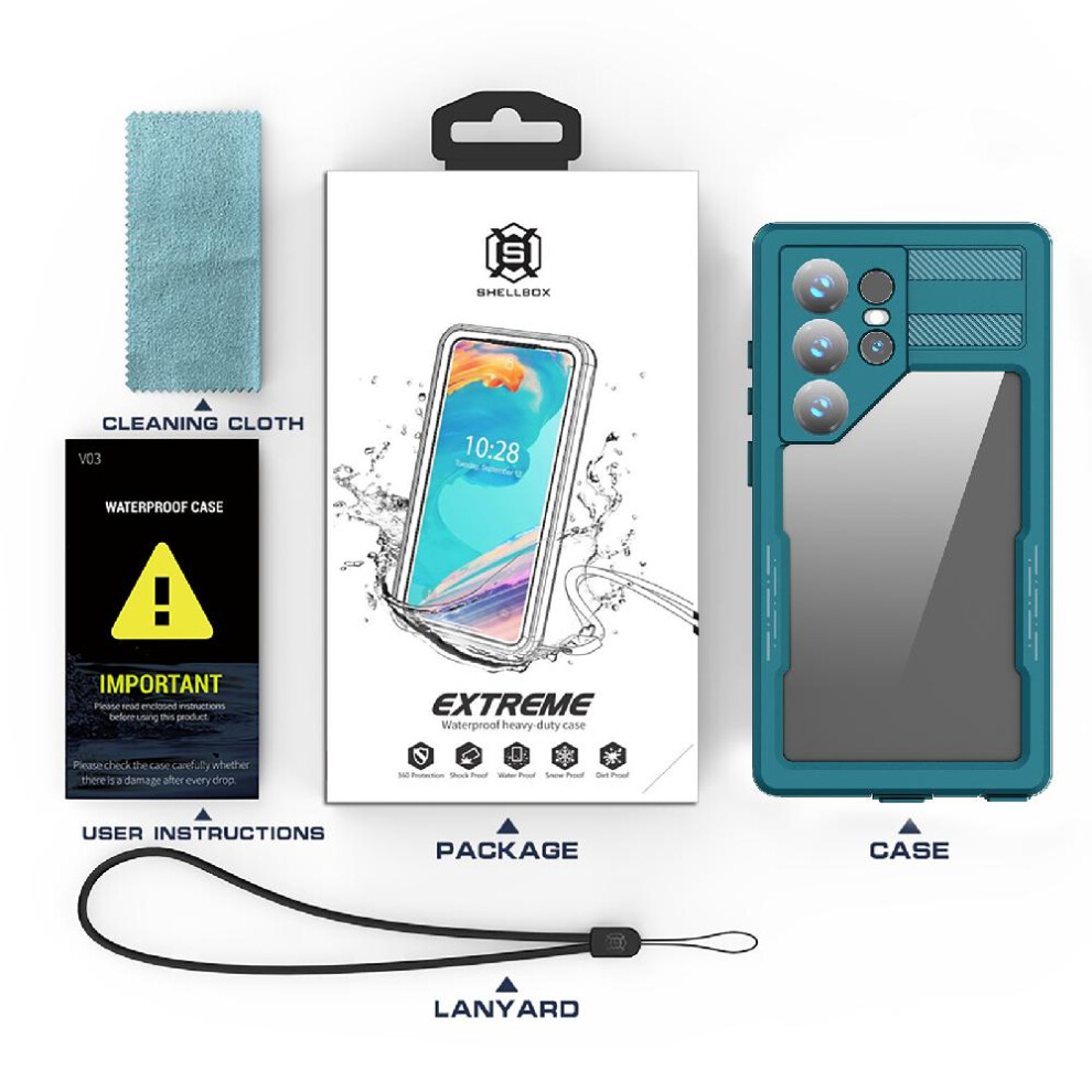 (Blue) Case For Samsung Galaxy S24 Ultra 12Ft Military Shockproof In Screen Protector Ip68 Waterproof Full Waterproof Built Blue 764762612962