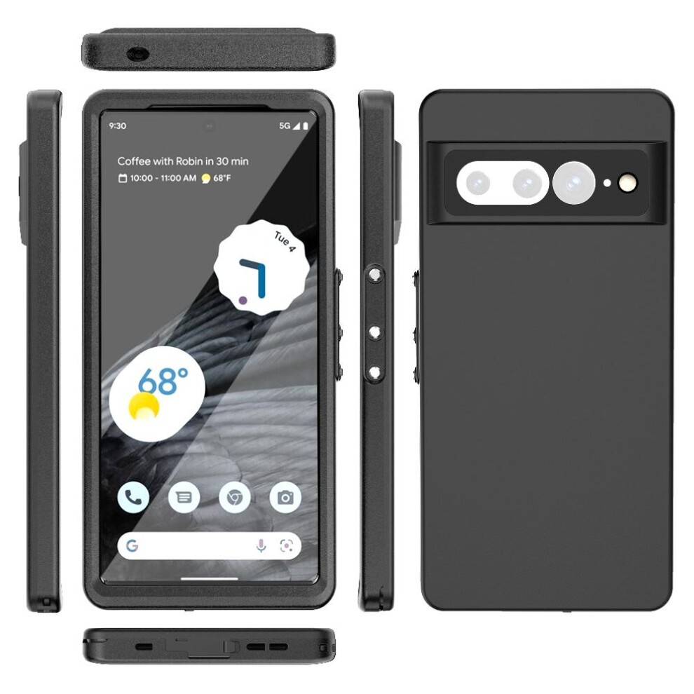 (Black) Case For Google Pixel 7Pro 12Ft Military Shockproof Ip68 Waterproof Full In Screen Protector Waterproof Built Black 764762612993