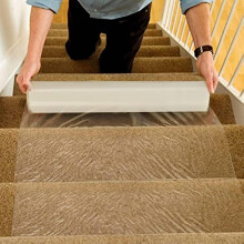 Queiting Carpet Protector Roll 60cmx100m Floor Protector Film Self Adhesive Clear Carpet Protection Film Protect Carpet For Paint For Surface Dust Wat