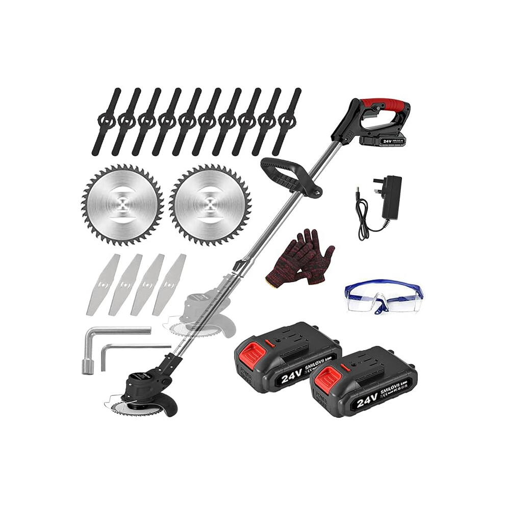 SMILOVII 24V Cordless Strimmer, Telescopic Lightweight Grass Trimmer
