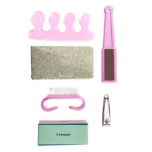 (Light Pink) Pedicure Set 7PC Foot File Kit Feet Scraper Nail Clipper Care Tools Hard Skin