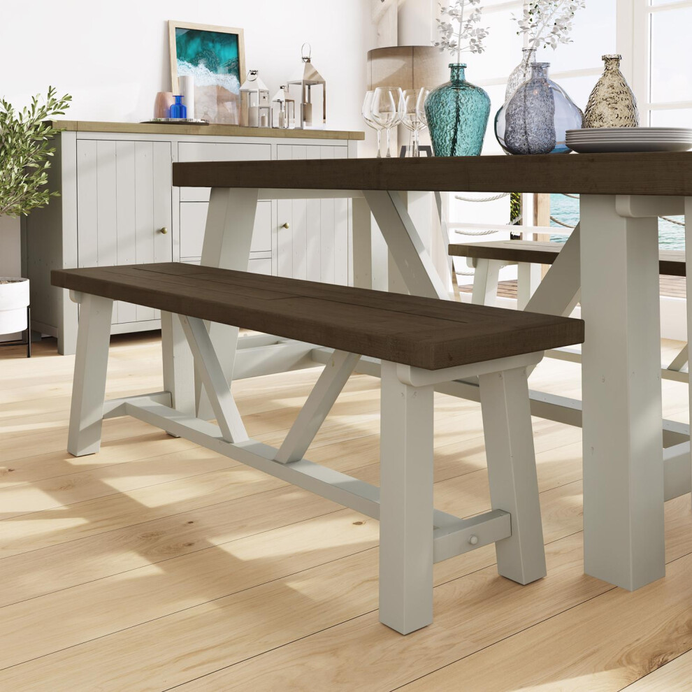 FWStyle Pair of 140cm Dining Benches Reclaimed Pine Dining Room Furniture