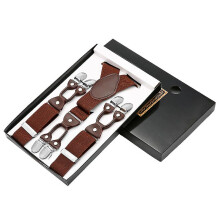 (coffee) Men's Elastic Suspenders Suspenders High Density Webbing Suspenders Clip