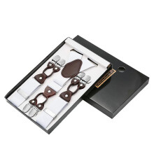 (white) Men's Elastic Suspenders Suspenders High Density Webbing Suspenders Clip