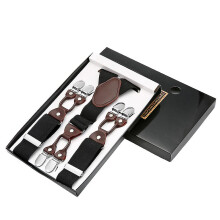 (black and coffee) Men's Elastic Suspenders Suspenders High Density Webbing Suspenders Clip