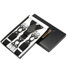 (black) Men's Elastic Suspenders Suspenders High Density Webbing Suspenders Clip