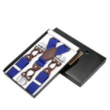 (sapphire) Men's Elastic Suspenders Suspenders High Density Webbing Suspenders Clip