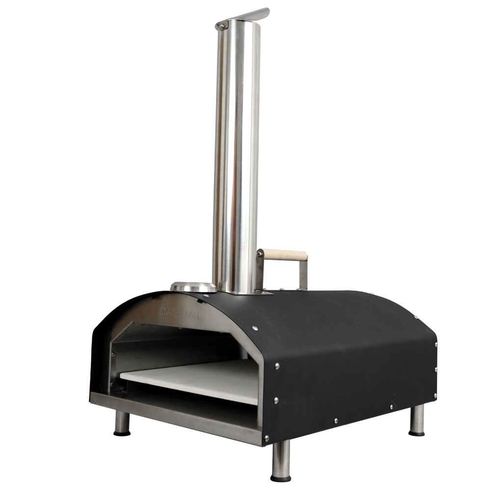 Wood Pizza Oven, 13 Inch, Black, Stainless Steel, Statesman SKPO0W13SS